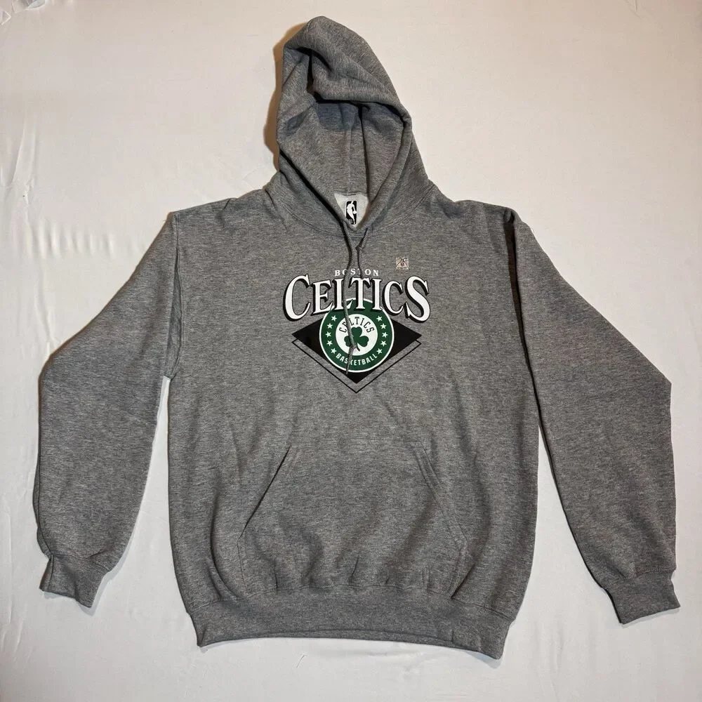 Boston Celtics Unisex Sweatshirt Hoodie Medium Gray Long Sleeved NBA Streetwear - Picture 1 of 4